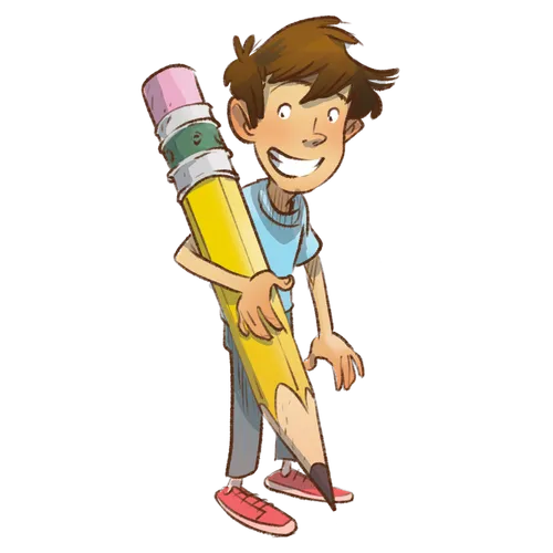 boy with oversized pencil