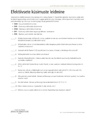 käsileht, Efektiivsete küsimuste moodustamine