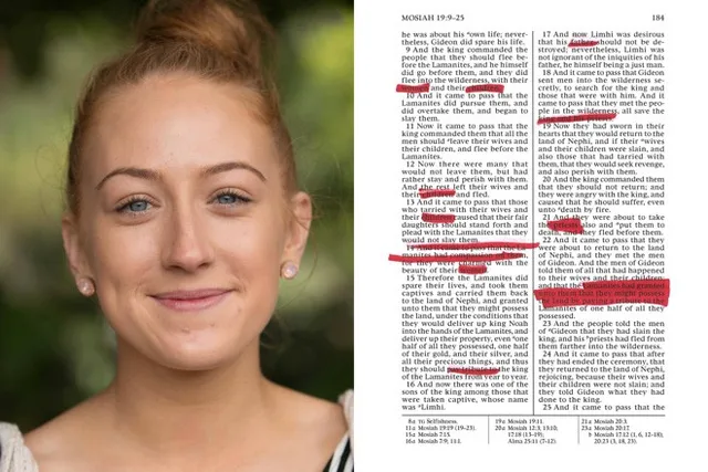 Kate’s highlighted page of the Book of Mormon