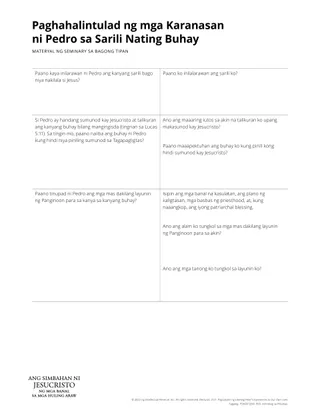 Handout on Likening Peter’s Experience