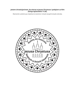 strona z zadaniami: Jestem chrześcijaninem, bo wierzę w Jezusa Chrystusa i podążam za Nim