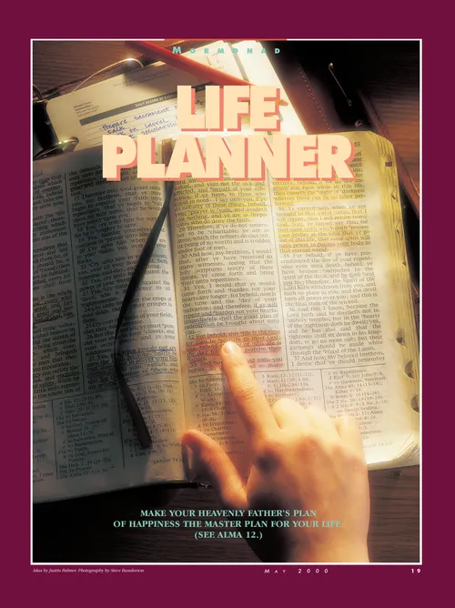 A conceptual photograph of a set of scriptures open next to a day planner, paired with the words “Life Planner.”