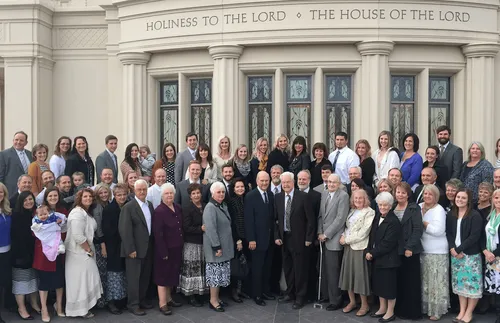 Elder and Sister Nelson at the temple with the Hatfield family