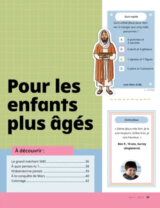 Page de couverture de la section « Pour les enfants plus âgés »