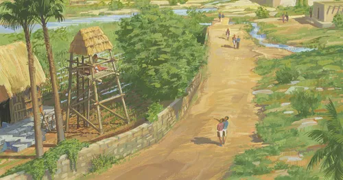 尼腓在園內的塔樓上祈禱