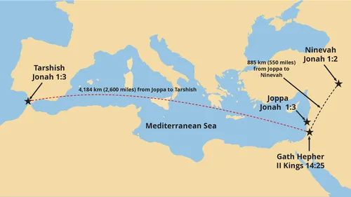 Old Testament map of the prophet Jonah’s time