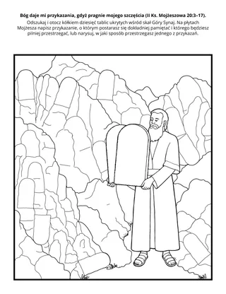 Strona z zadaniami dla Organizacji Podstawowej: Bóg daje mi przykazania, gdyż pragnie On mojego szczęścia.