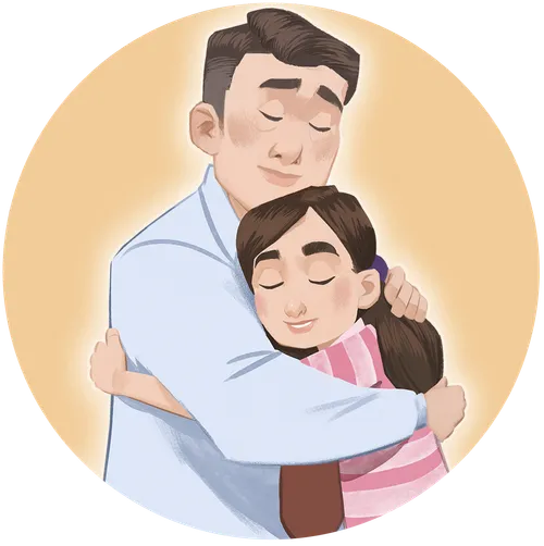 Dad and daughter hugging