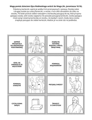 Strona z zadaniami Organizacji Podstawowej: Mogę pomóc dzieciom Ojca Niebieskiego wrócić do Niego.