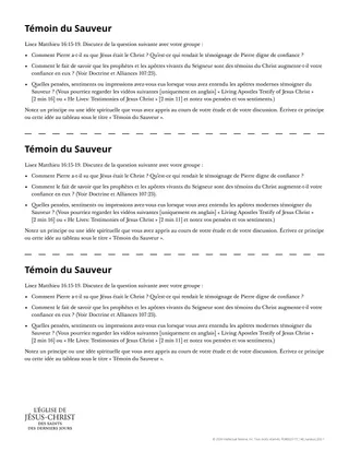Document « Témoin du Sauveur »
