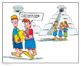 men walking, women giggling