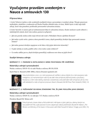 Vyučujme pravdám uvedeným v Nauce a smlouvách 130