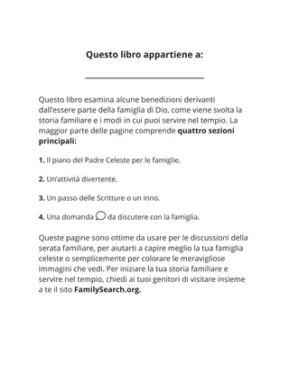 nella seconda di copertina per la revisione del libro da colorare Radunare la famiglia di Dio 