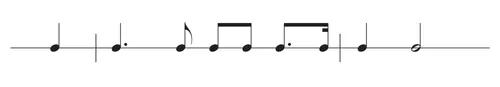 Illustration of repeated rhythmic phrase