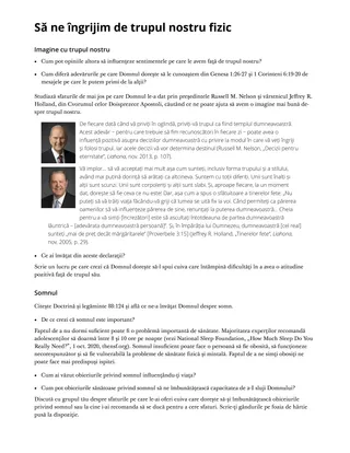 Să ne îngrijim de trupul nostru fizic