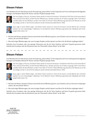 Arbeitsblatt „Dieser Fels“