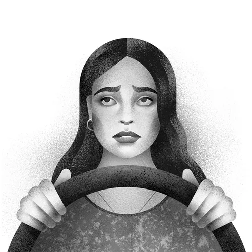 illustration of a woman driving