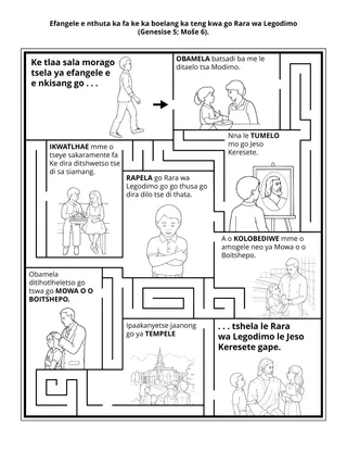 Tsebe ya tiragatso ya poraemari: Efangele e nthuta ka fa ke ka boelang ka teng kwa go Rara wa Legodimo