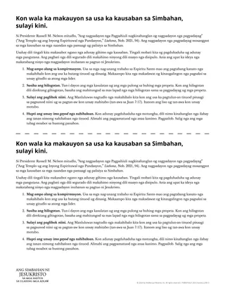 Handout: Kon dili ka mouyon sa usa ka kausaban sa Simbahan, sulayi kini.