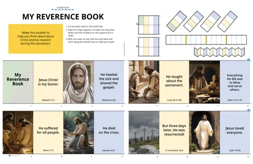 Activity PDF of a cut-out booklet activity that shows scenes from Jesus Christ’s life