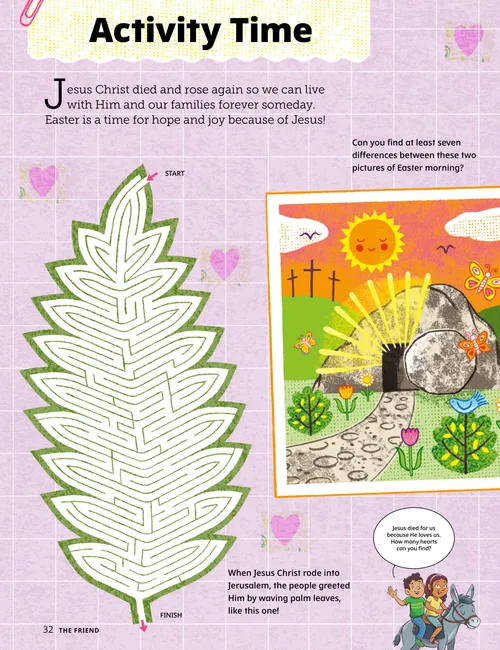 Page PDF with illustrations of Easter games