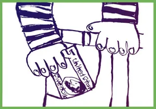 sketch of money in pocket