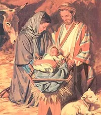 Jesus laid in a manger