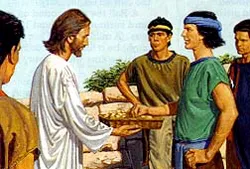 Jesus broke the bread and blessed it