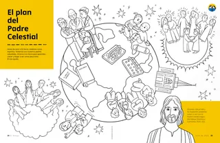 Página en PDF de la página para colorear que muestra elementos del Plan de Salvación