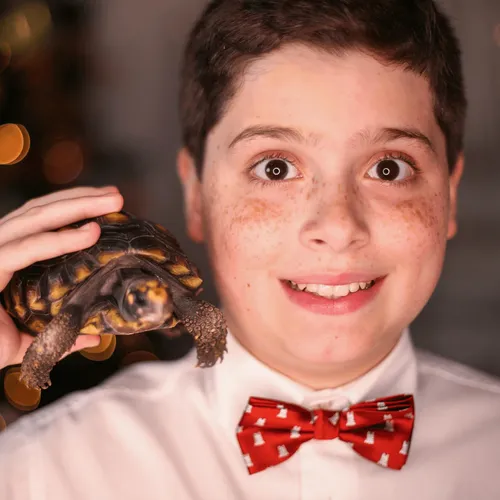 boy holding turtle