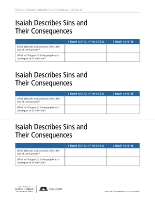 handout, Isaiah describes sins and their consequences