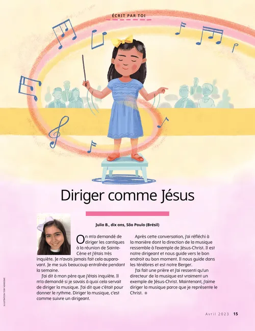 Illustration au format PDF représentant une petite fille dirigeant la musique