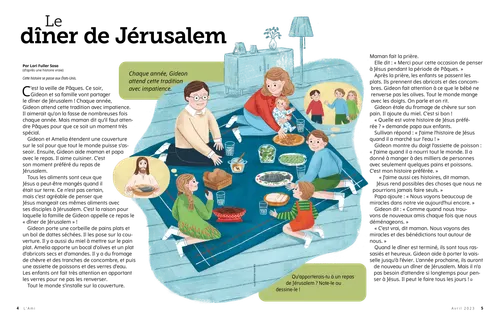 Page au format PDF avec une illustration représentant une famille assise sur le sol sur une couverture avec différents aliments