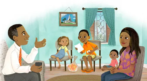 family meeting together at home in Jamaica