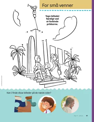 dot-to-dot picture of family at temple