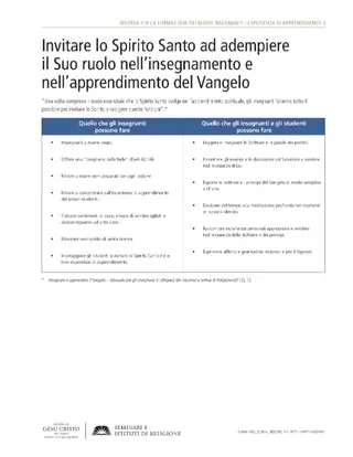 approfondimento, Invitare lo Spirito Santo ad adempiere il Suo ruolo nell’insegnamento e nell’apprendimento del Vangelo