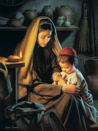 Jesús ora con Su Madre