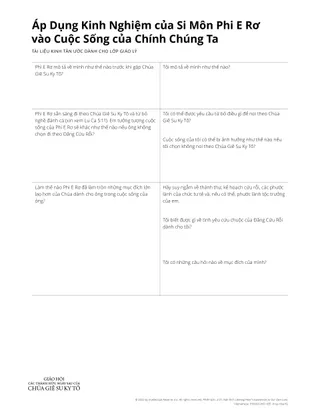 Handout on Likening Peter’s Experience