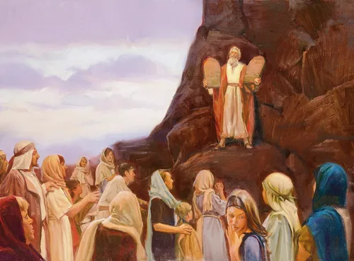 Moses holding ten commandments