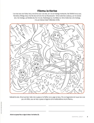 coloring page of Jesus calming the storm
