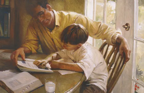 father teaching son