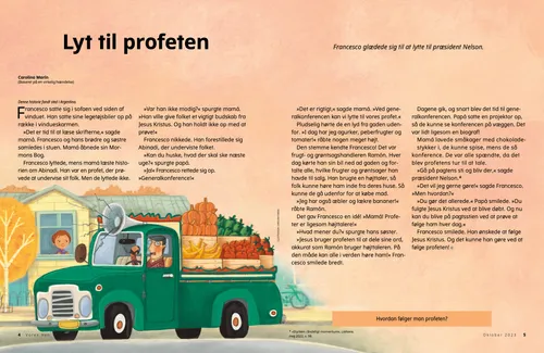 PDF-side med en dreng, der ser ud af sit vindue, mens en lastbil kører forbi med frugt og grøntsager, og chaufføren bruger en højttaler