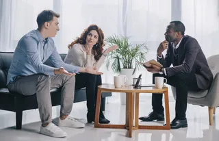 couple talking with therapist