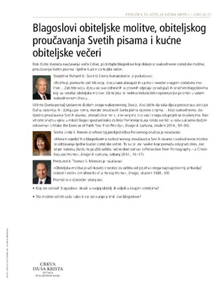 uručak, blagoslovi obiteljske molitve, obiteljskog proučavanja Svetih pisama i kućne obiteljske večeri