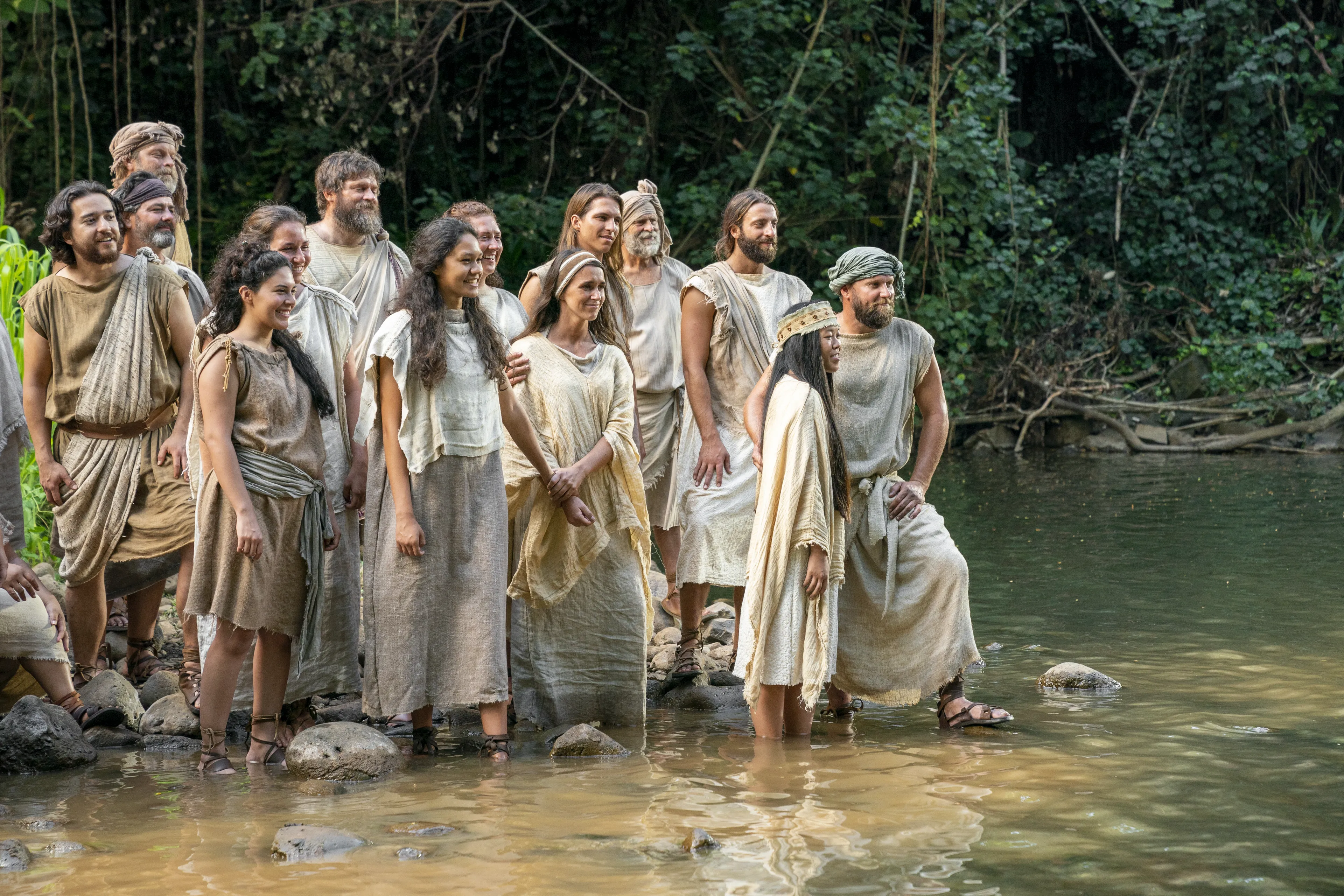 People prepare themselves to be baptized at the Waters of Mormon.