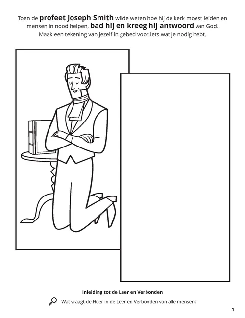 Kleurplaat van Joseph Smith in gebed