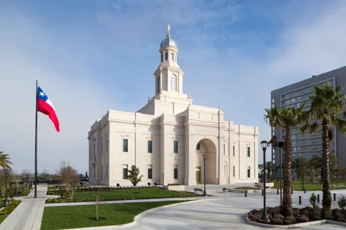 The Chilean flag on the temple grounds of the Concepción Chile Temple.