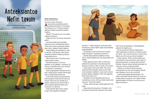 PDF-kertomus, jossa kolme poikaa pelaavat jalkapalloa ja Nefi on veljiensä kanssa