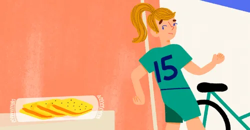 girl cyclist and peanut butter crackers