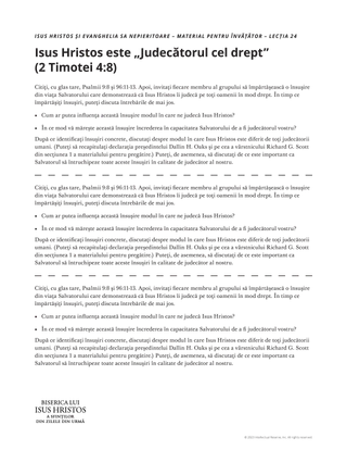 foaie de prezentare Isus Hristos este Judecătorul cel drept